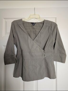 H&M Vintage Army Green Wrap-Style Women's Top